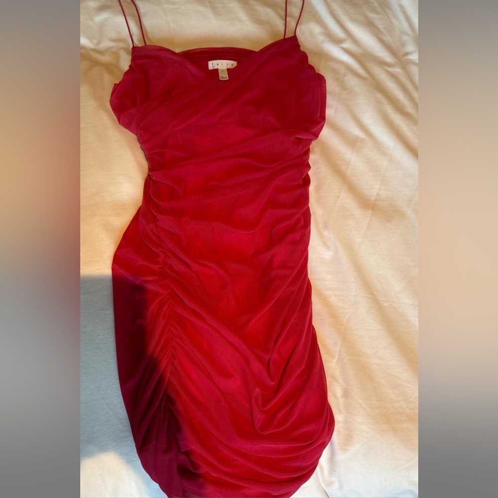 Red mesh dress